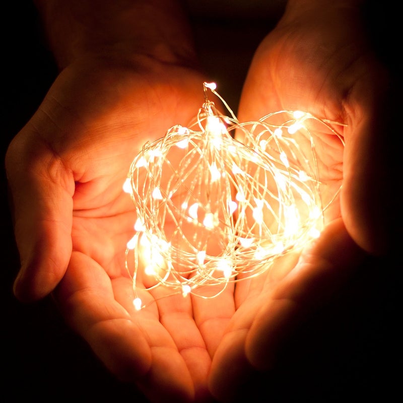 RTGS 2 Sets 20 LEDs Warm White Color String Lights Silver Wire Indoor and Outdoor 6.5 Feet Firefly Starry Fairy Lights Battery Powered for DIY, Christmas, Holidays, Party, Bedroom and Centerpieces - Image 4